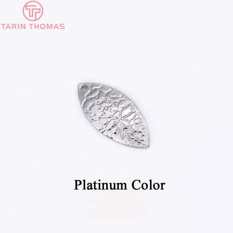 20PCS 8.5x19MM 24K Brass Leaf Charms Pendants DIY Jewelry Findings