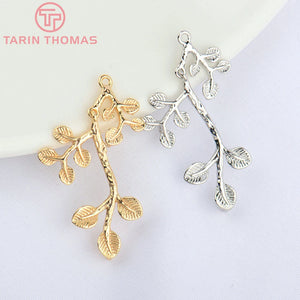 6PCS 21x32MM 24K Plated Brass Tree Branch Charms Pendants