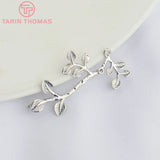6PCS 21x32MM 24K Plated Brass Tree Branch Charms Pendants