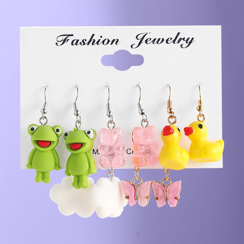 Vintage Heart Dangle Earrings Set