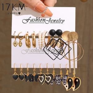 Vintage Heart Dangle Earrings Set
