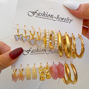 Colorful Resin Acrylic Hoop Earrings Set For Women