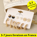 Colorful Resin Acrylic Hoop Earrings Set For Women