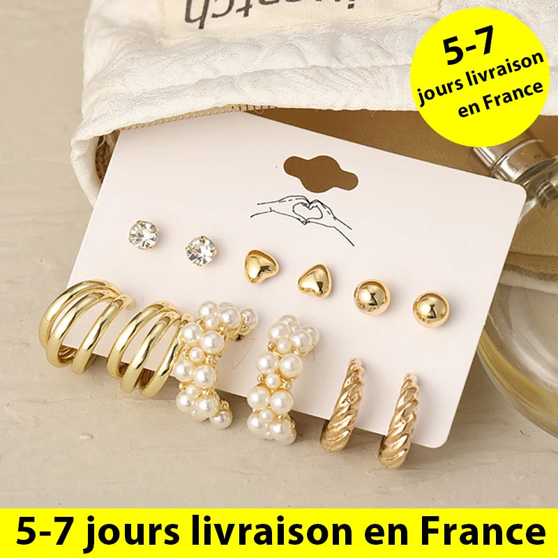 Colorful Resin Acrylic Hoop Earrings Set For Women