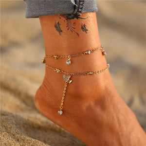 Bohemian Butterfly Chain Anklets Set For Women
