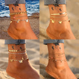 Bohemian Butterfly Chain Anklets Set For Women