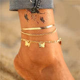 Bohemian Butterfly Chain Anklets Set For Women