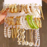 Bohemian Pearl Earring Set Butterfly Hoop Brincos Party Jewelry