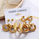 Bohemian Pearl Earring Set Butterfly Hoop Brincos Party Jewelry