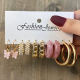 Heart Pearl Butterfly Earrings Set