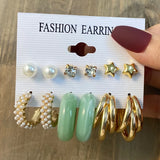 Heart Pearl Butterfly Earrings Set