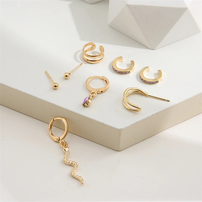 Vintage Purple Ear Cuffs Set for Women