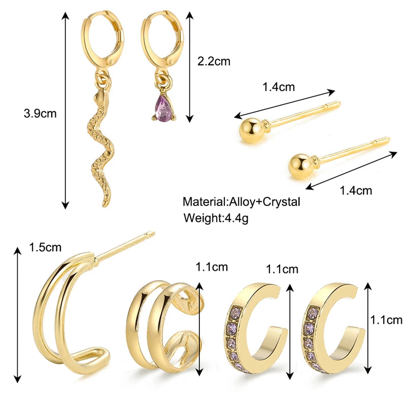 Vintage Purple Ear Cuffs Set for Women