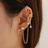 Crystal Lightning Ear Cuff Set Geometric Dangle Earrings Jewelry