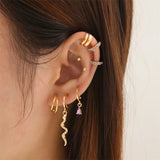 Crystal Lightning Ear Cuff Set Geometric Dangle Earrings Jewelry
