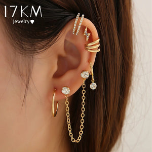 Crystal Lightning Ear Cuff Set Geometric Dangle Earrings Jewelry