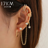 Crystal Lightning Ear Cuff Set Geometric Dangle Earrings Jewelry