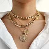 Chunky Twist Silver Lock Choker Chain Necklace for Women