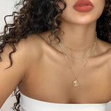 Chunky Twist Silver Lock Choker Chain Necklace for Women
