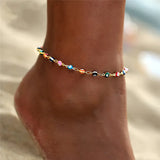 Layered Snake Chain Anklets with Beads - Beach Jewelry
