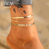 Layered Snake Chain Anklets with Beads - Beach Jewelry