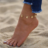 Layered Snake Chain Anklets with Beads - Beach Jewelry