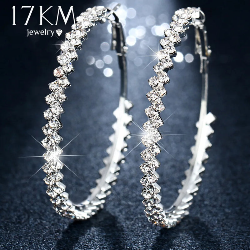 Crystal Geometric Circle Hoop Earrings for Women - Party Jewelry Gift