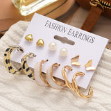 Leopard Acrylic Hoop Earrings Set Butterfly Pearl Circle