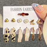 Leopard Acrylic Hoop Earrings Set Butterfly Pearl Circle