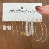 Leopard Acrylic Hoop Earrings Set Butterfly Pearl Circle