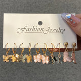 Leopard Acrylic Hoop Earrings Set Butterfly Pearl Circle