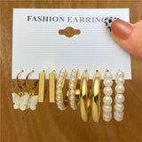 Leopard Acrylic Hoop Earrings Set Butterfly Pearl Circle