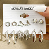 Vintage Pearl Snake Hoop Earrings Set