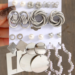 Vintage Pearl Snake Hoop Earrings Set