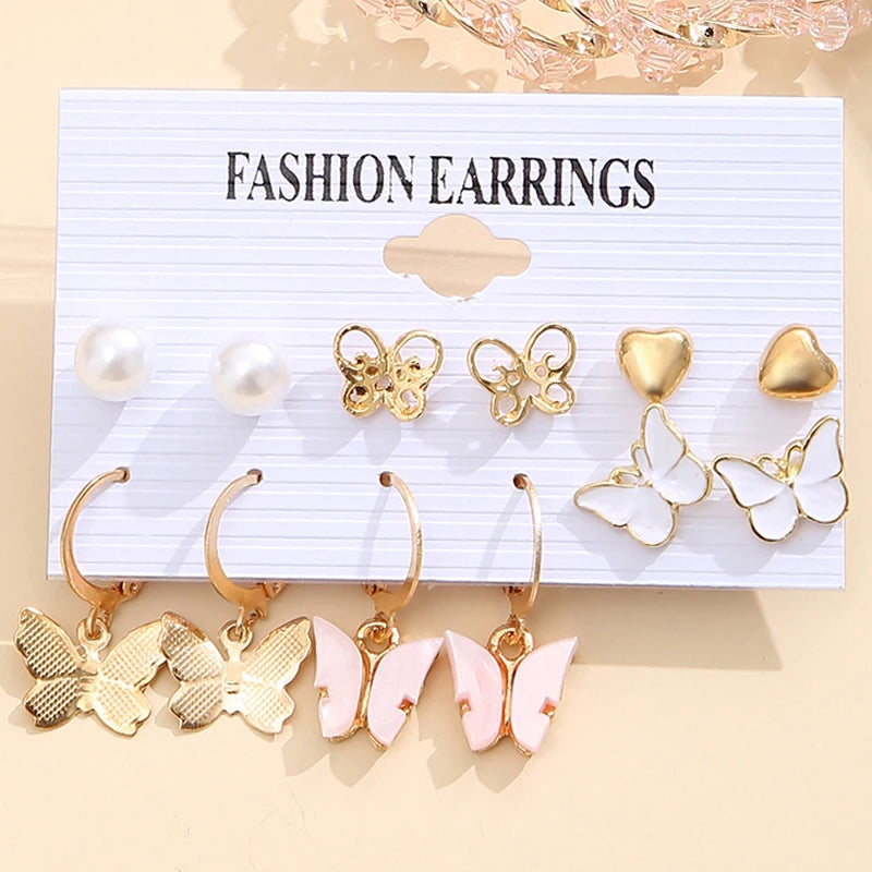Vintage Pearl Snake Hoop Earrings Set