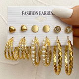 Vintage Pearl Snake Hoop Earrings Set