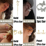 Pearl Butterfly Ear Clips Metal Plated Earring Claw for Women