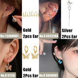 Pearl Butterfly Ear Clips Metal Plated Earring Claw for Women