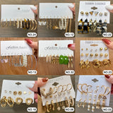 Geometric Metal Butterfly Circle Hoop Earrings Set For Women