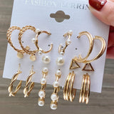Geometric Metal Butterfly Circle Hoop Earrings Set For Women