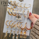 Geometric Metal Butterfly Circle Hoop Earrings Set For Women