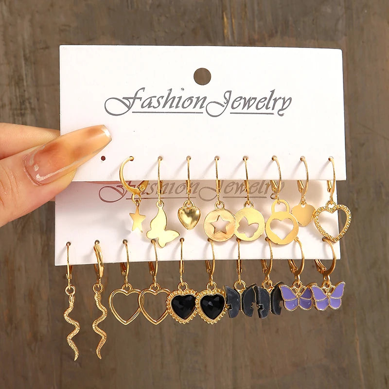 Leopard Print Acrylic Dangle Earrings Set