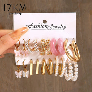 Colorful Resin Butterfly Heart Dangle Earrings Set