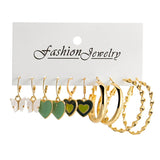 Colorful Resin Butterfly Heart Dangle Earrings Set
