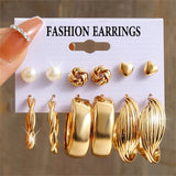 Vintage Pearl Earrings Set Butterfly Square Round Jewelry