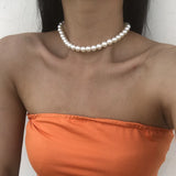 Vintage Pearl Choker Necklace For Women Wedding Party Jewelry