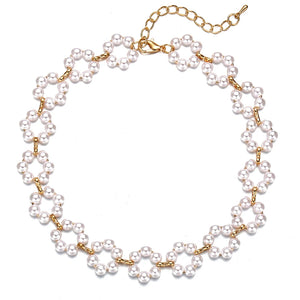 Vintage Pearl Choker Necklace For Women Wedding Party Jewelry