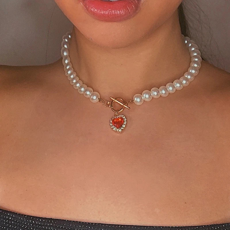 Vintage Pearl Choker Necklace For Women Wedding Party Jewelry
