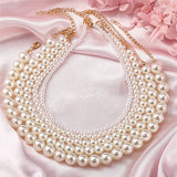 Vintage Pearl Choker Necklace For Women Wedding Party Jewelry