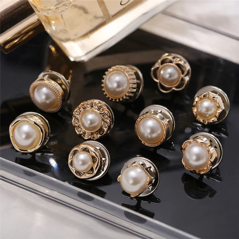 Vintage Pearl Clothing Pins Dress Pants Buckle Brooches Set
